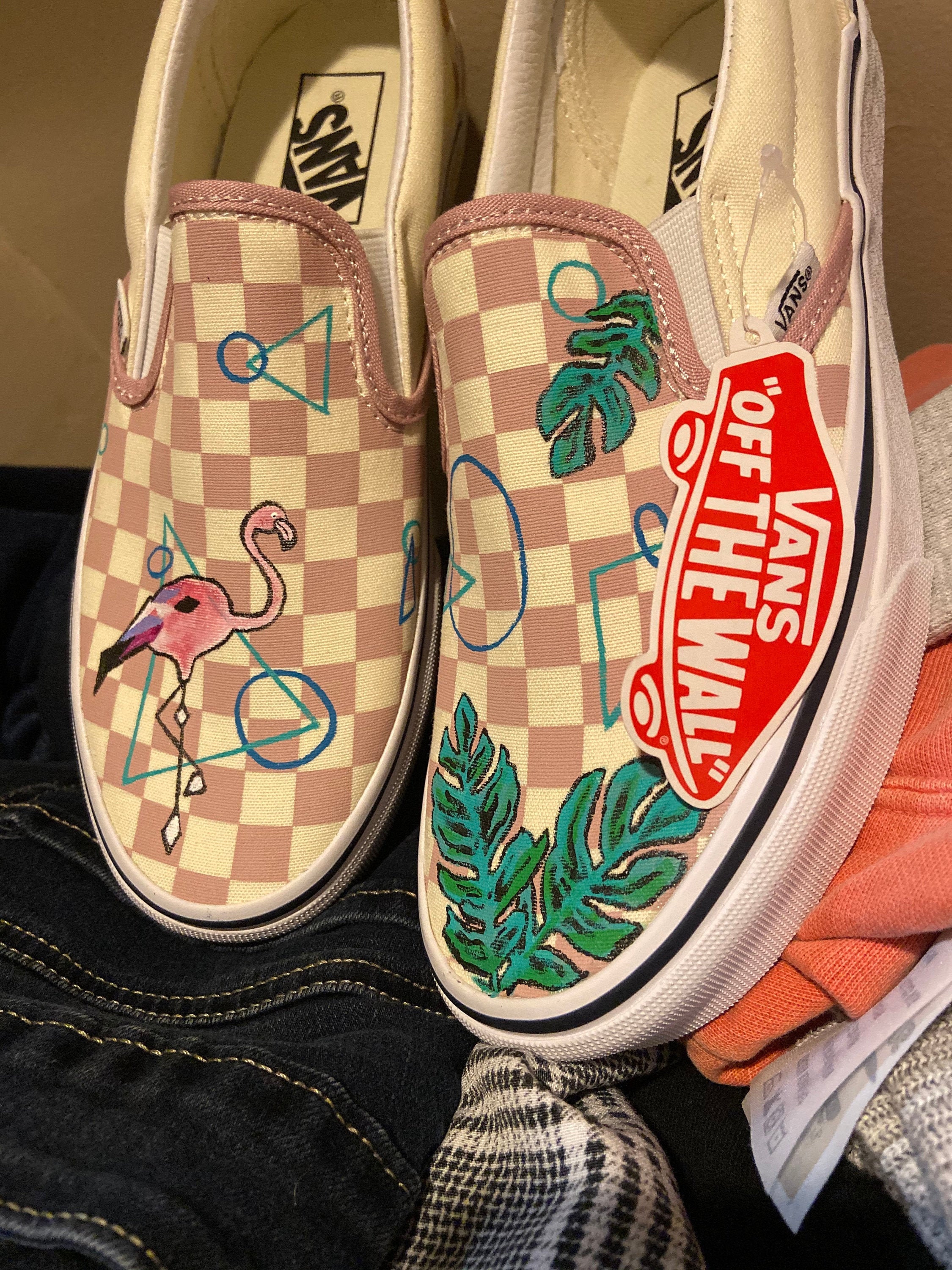 checkered turquoise vans