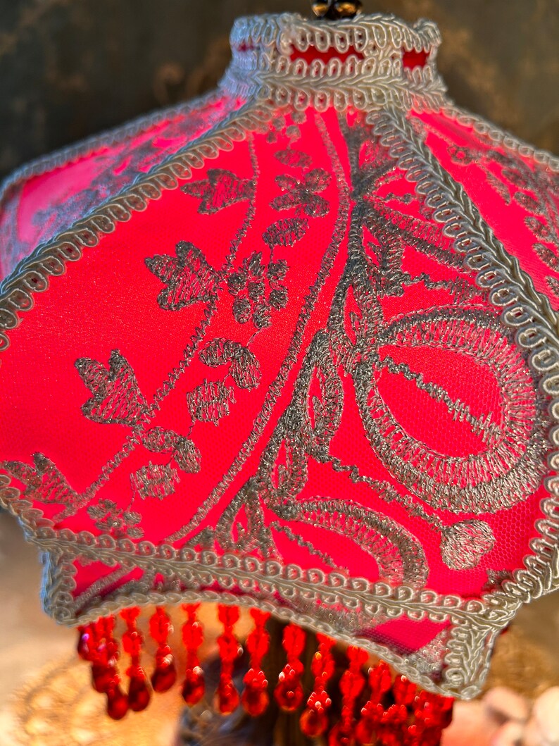 Red Victorian Lampshade,vintage Style,maximalism,gift,home Decor