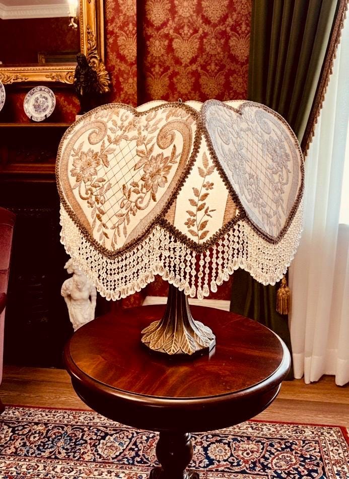 Victorian Lampshade Valentine's Day Gift With Beaded Fringe
