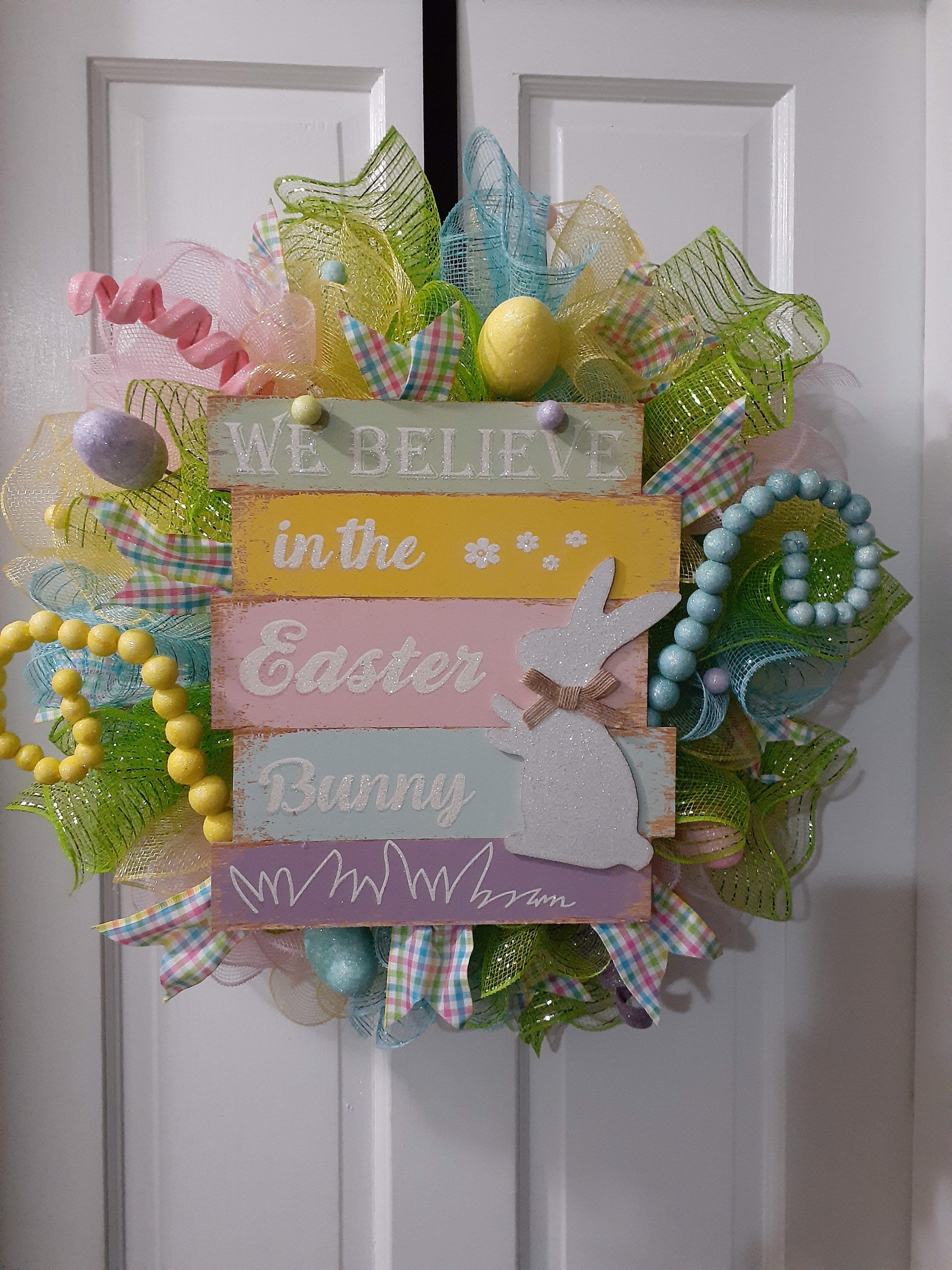 Easter wreath pastel Easter wreath Easter decor Easter door Etsy
