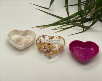 pink heart resin heart ring dish heart dish Pink and gold heart shaped trinket dish jewelry dish heart bowl trinket bowl gift for her