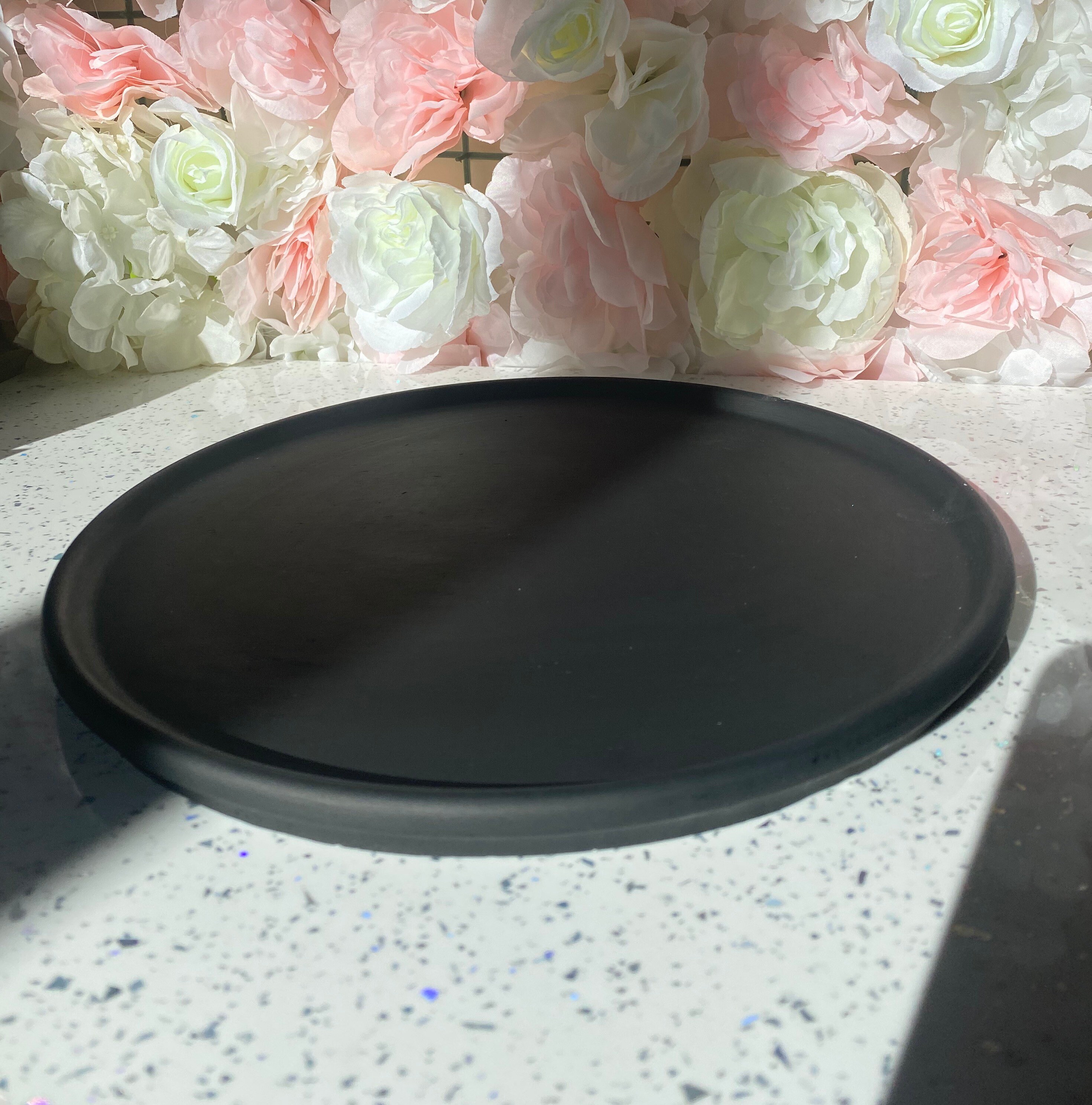Matt Black Concrete Large Round Tray Styling Tray Home Etsy UK