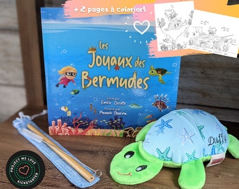 Les Joyaux des Bermudes (FRANÇAIS) - Ensemble avec peluche Duffy, paille de bamboo réutilisable et pages à colorier
