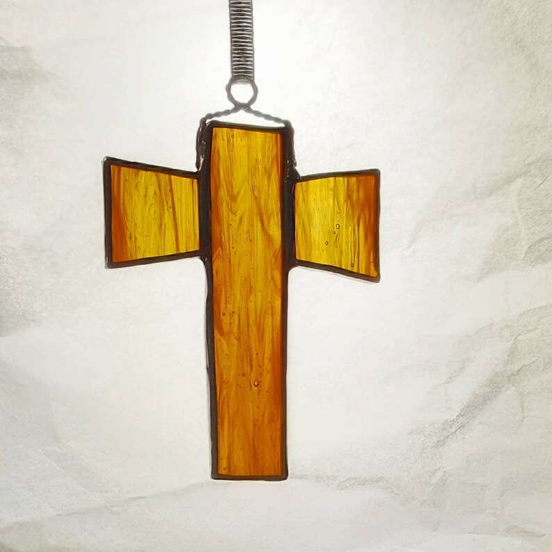 Cross window ornament Glass Cross ornament Stained glass Cross