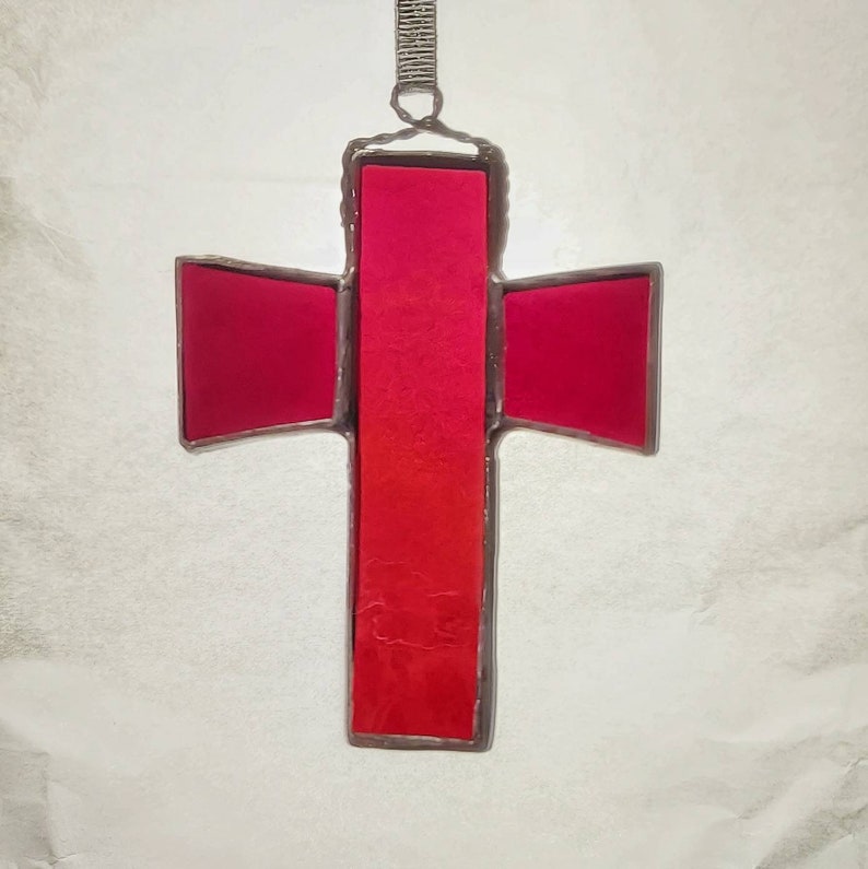 Cross window ornament Glass Cross ornament Stained glass Cross