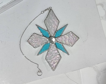 Stained Glass Snowflake Suncatcher: Iridescent Winter Decoration