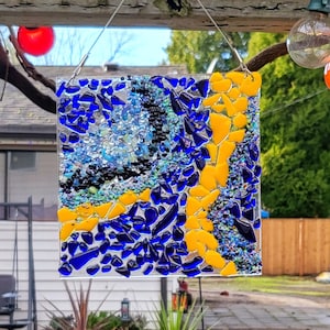 Abstract fused glass panel, fused glass garden art, colorful fused art, glass art, patio art
