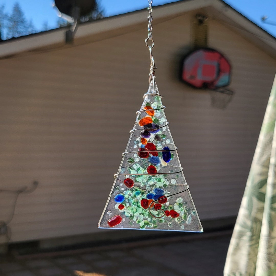 Small Glass Tree Ornament, Stained Glass Tree, Tree Window Ornament Etsy