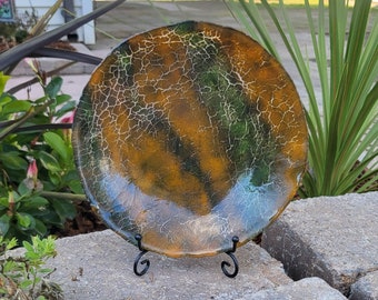 Fused glass bowl, glass accent bowl, Unique glass gift, abstract glass shallow bowl, Unique glass bowl, art bowl