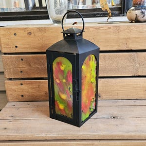Fused glass lantern, Decorative Glass lantern, Unique lantern, garden art