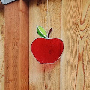 Apple Suncatcher, Red apple Suncatcher, green apple suncatcher, teacher gift, glass art, teachers pet, teachers apple