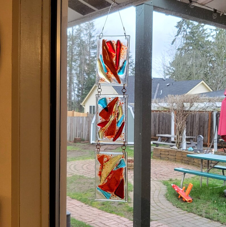 Abstract Art Glass Panels Fused Glass Garden Art Colorful Etsy