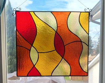 Abstract stained glass panel, Abstract Art, stained glass Suncatcher, beautiful gift, glass art, patio art