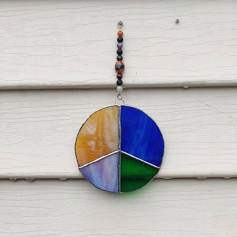 Peace Sign Suncatcher Round Shaped Suncatcher Stained Glass Etsy