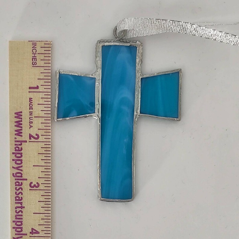 Cross window ornament Glass Cross ornament Stained glass Cross