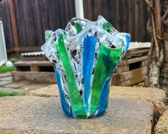 Fused glass vase, Unique glass gift, abstract glass vase, Unique glass art, glass candy dish