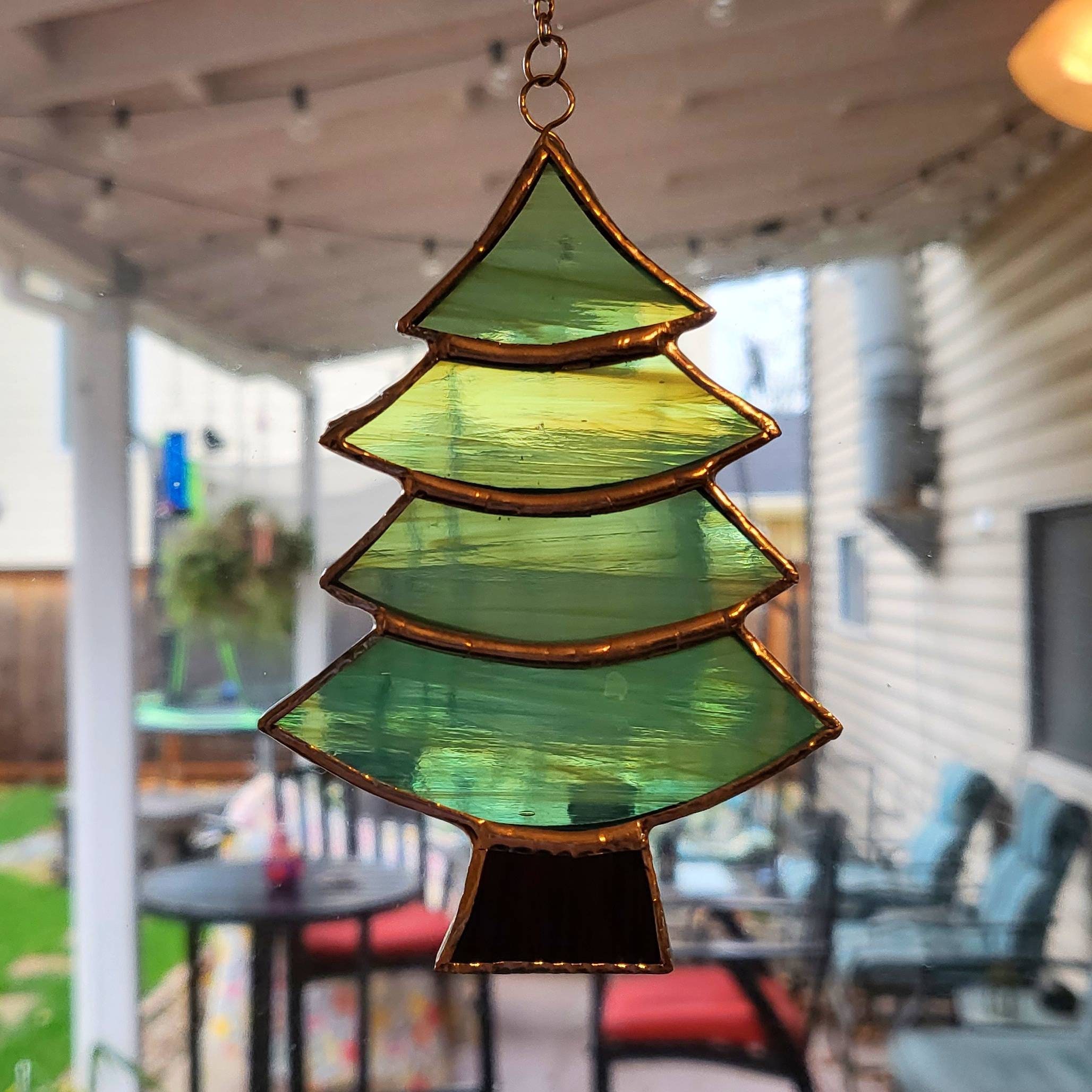 Glass Tree Ornament Stained Glass Tree Tree Window Ornament Etsy