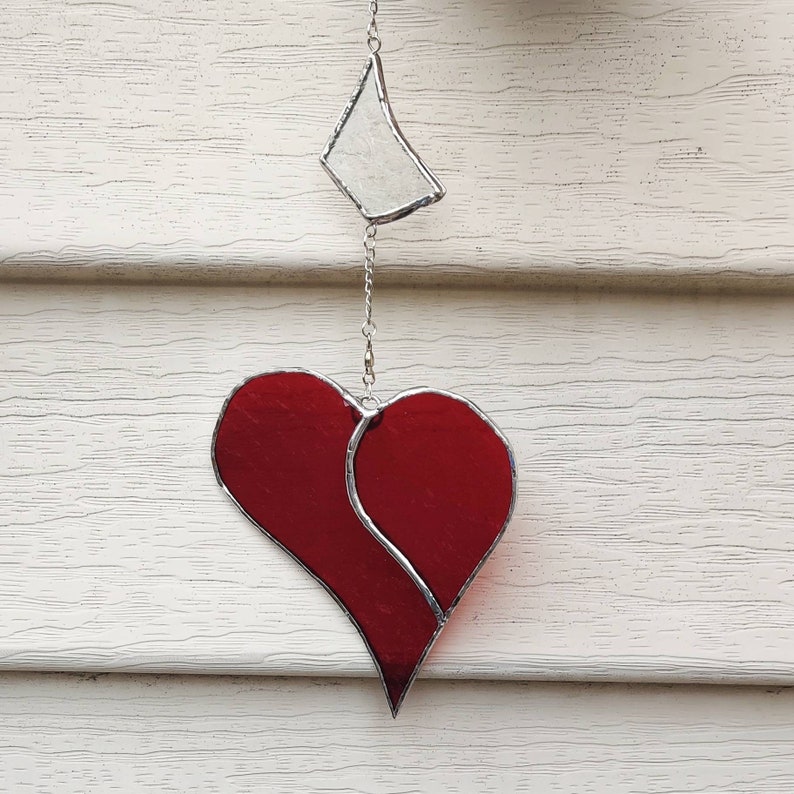 Heart window decoration Heart Suncatcher hanging glass | Etsy