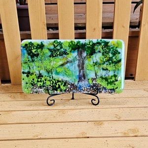 Trees fused glass art panel, fused glass art, colorful fused art, glass art, home decorative art