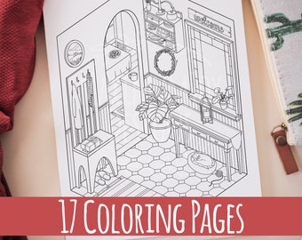 Cozy Corners Coloring Book / Digital Adult Coloring Book / Hand Drawn / Digital PDF Download