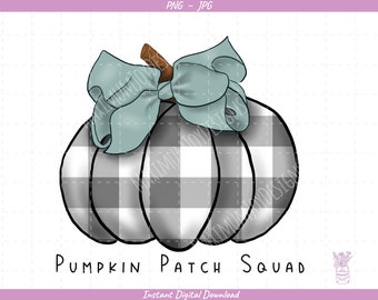 Pumpkin Patch Squad Sublimation Clip Art / Plaid Pumpkins / Hand Drawn / Digital Download