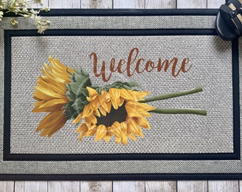 Sonnenblumen Fußmatte Sublimation Clip Art / Sonnenblume Willkommensmatte / Handgezeichnet / Digitaler Download