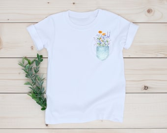 Wildflower Pocket Sublimation Clip Art / Pocket of Wildflowers / Hand Drawn / Digital Download
