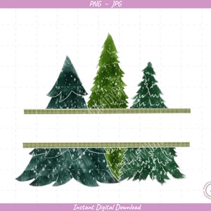 Winter Pines for Personalization Sublimation Clip Art / Snowy Trees / Hand Drawn / Digital Download