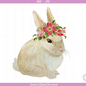 Easter Bunny Sublimation Clip Art / Watercolor Rabbit / Hand Drawn / Digital Download