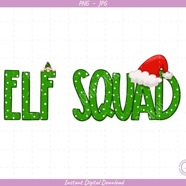 Elf Squad Sublimation Clip Art / Cute Elf / Hand Drawn / Digital Download