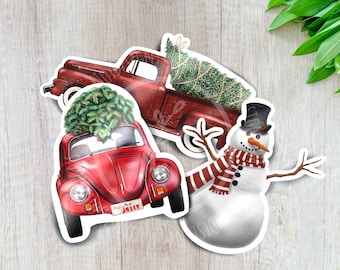 Christmas Sticker Pack | 3pc Die Cut Stickers | Bonus Holiday Sticker Included | Snow | Scrapbooking | Journaling | Journal Stickers