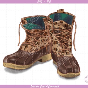 Cheetah Duck Boots Sublimatie Clip Art / Cute Boots / HandGetekend / Digitale Download