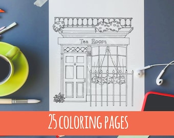 Cozy Coloring Book  / Digital Adult Coloring Book / Hand Drawn / Digital PDF Download