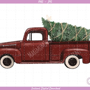 Christmas Truck Sublimation Clip Art / Farm Truck / Hand Drawn / Digital Download