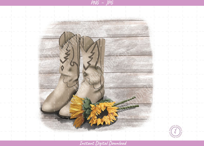Cowboy Boots with Sunflowers Sublimation PNG Design / Country | Etsy