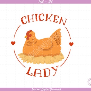 Chicken Lady Sublimation Clip Art / Cute Chicken / Hand Drawn / Digital Download