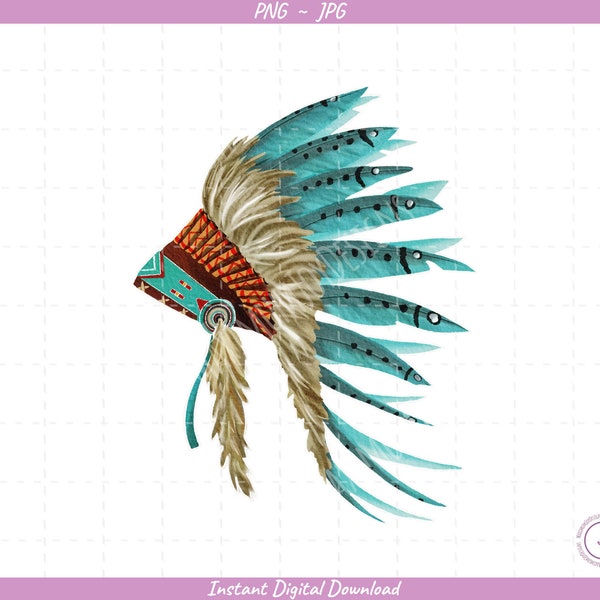 Watercolor Headdress | Feather Headdress | Digital | Hand Drawn | Sublimation Clip Art