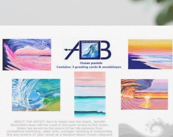 GREETING CARDS Pastel Ocean Scene Mixed pack (5 pack of cards)