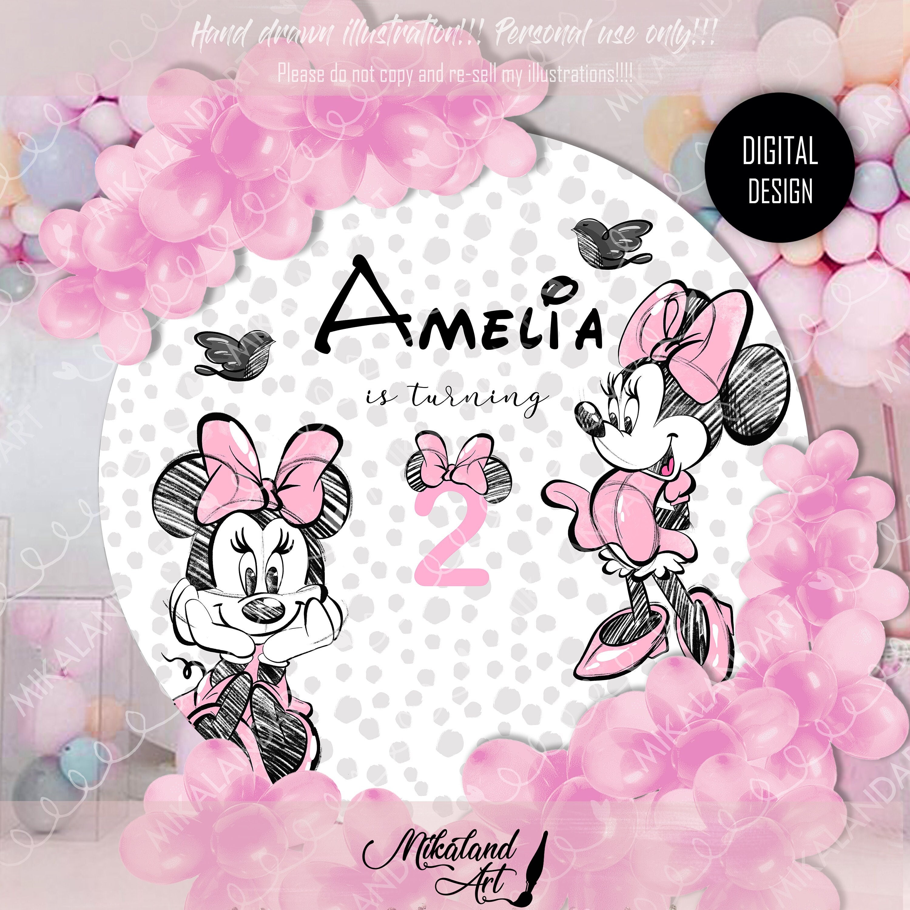  11 ramos de globos de Minnie Mouse para el primer cumpleaños,  decoración de fiesta, color rosa Disney : Juguetes y Juegos