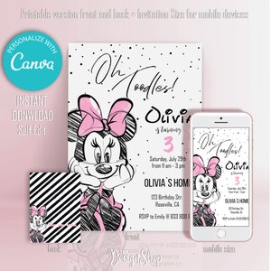 Minnie Mouse Birthday Invitation, Minnie Mouse Birthday Invite,  Simple Design, Digital, Personalised, Printable