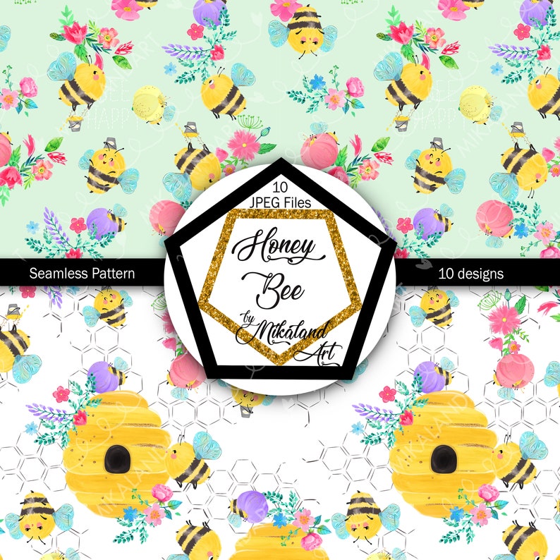 Honey Bee Seamless Pattern Bees Seamless Paper Cute Bee - Etsy