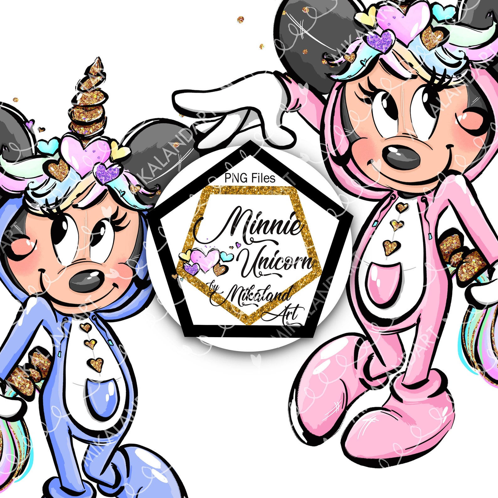 Minnie Mouse Unicorn Costume Illustration Handdrawn Clip Etsy