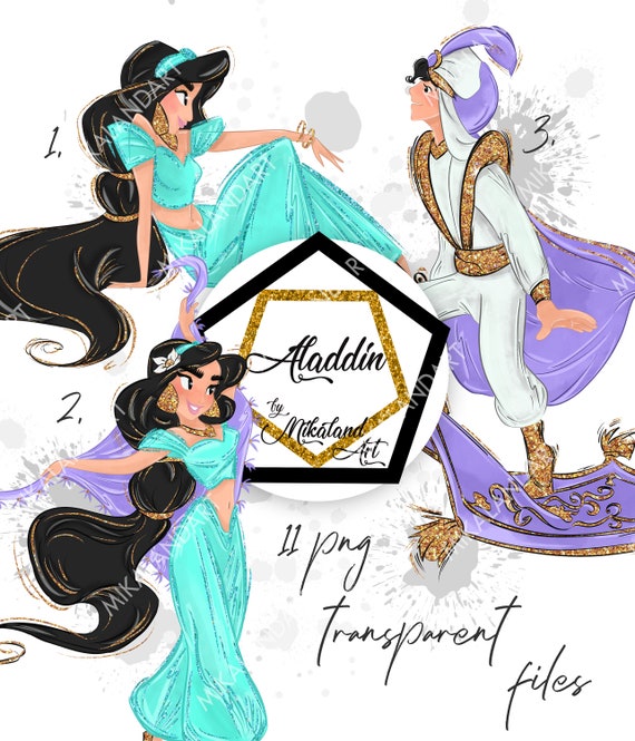 Aladdin and the Magic Lamp Clipart, Genie, Jasmine Princess