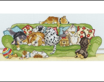 Bothy Threads Counted Cross Stitch Kit - Lazy Dogs by Gillian Roberts XGR2