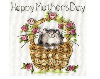 Counted Cross stitch kit - Bothy Threads Basket of Roses Mother's Day Card XGC15 To make