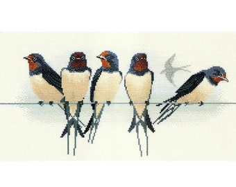 Bothy Threads Counted Cross Stitch Kit Birds Swallows BB05