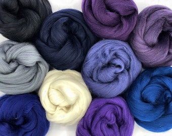 Starry Night 250g Mixed Bag Merino Wool Tops Roving