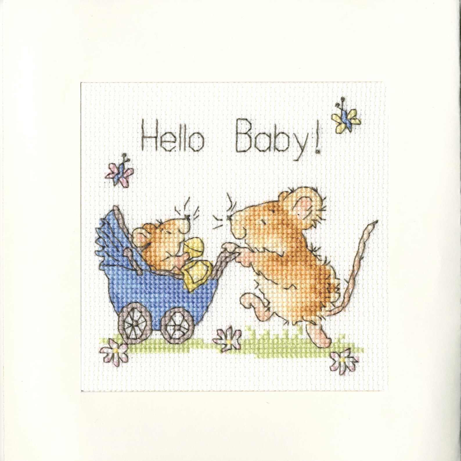 Counted Cross Stitch Card Kit Bothy Threads Hello Baby Pink Etsy Australia