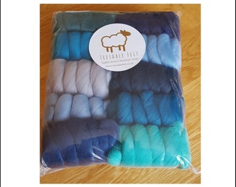 Ocean Blues 250g Mixed Bag Merino Wool Tops Roving