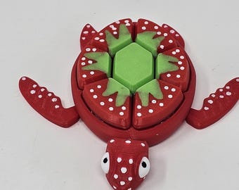3D Printed Strawberry Turtle Fidget Toy: Sensory Clicker for Stress Relief